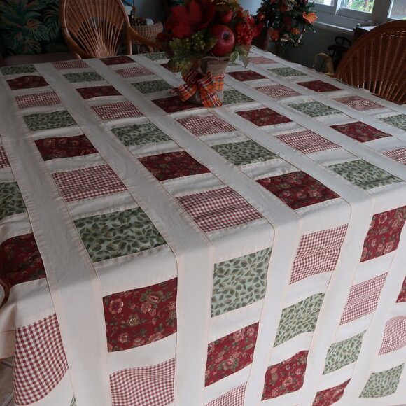Country Style Cotton Patchwork Tablecloth 58" x 100" Rectangular - Picture 1 of 8